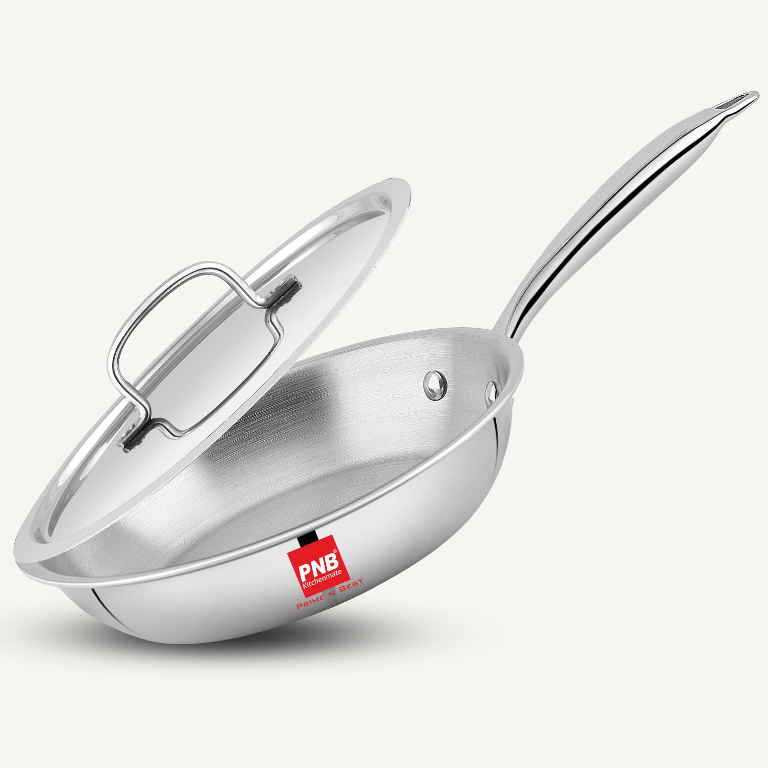 Triply Stainless Steel Frypan with Steel Lid | 3-Ply Induction Gas Compatible | PFOA Free | 5 Year Warranty | Ideal Frying Pan