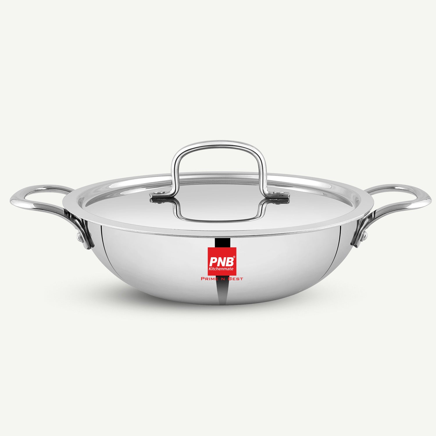 Triply Stainless Steel Kadai | Suitable For Indian Cooking, Sauces, Stews, Soups | Steel Lid  | Induction, Electric Friendly