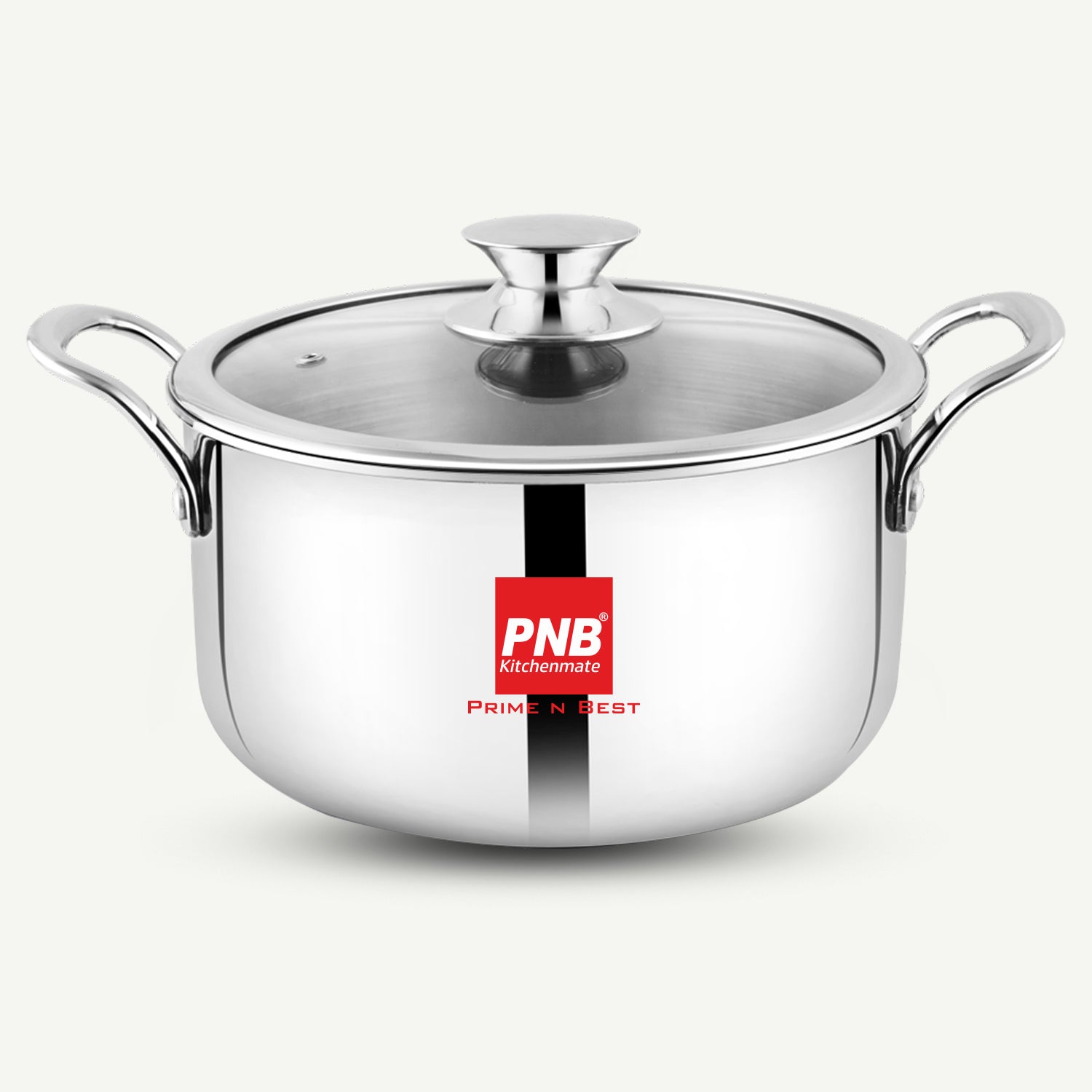 TriPly Steel-Aluminium-Steel - 3 Layers Casserole/Biryani Pot/Stock Pot with Stainless Glass Lid