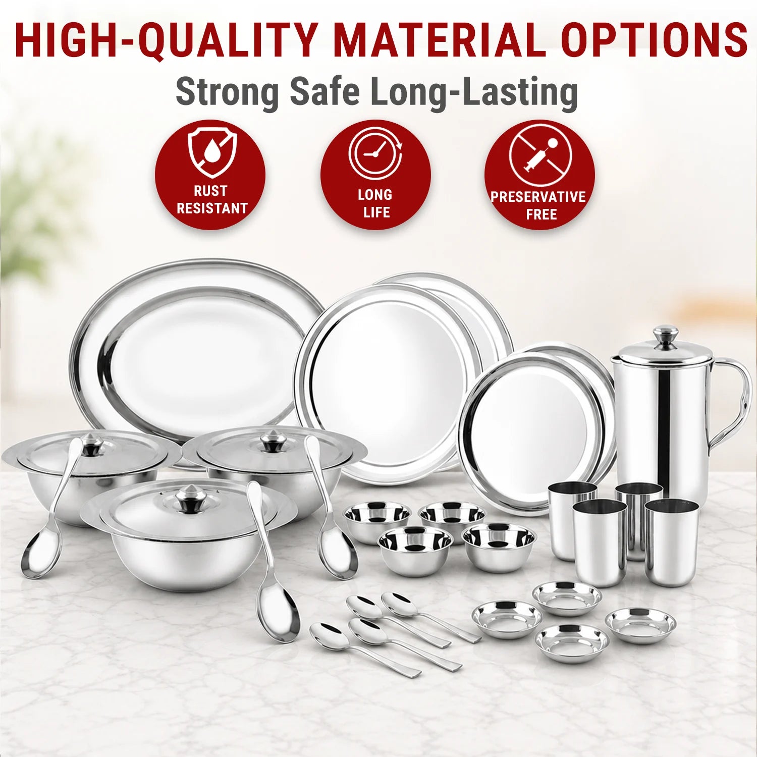 Stainless Steel Dinner Set Elegant 51 Pcs