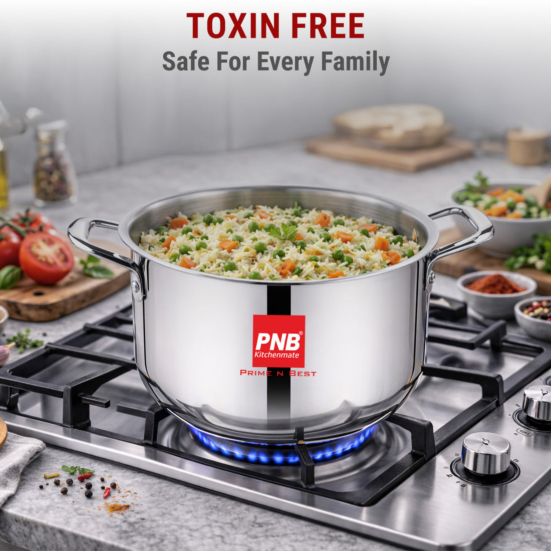 TriPly Steel-Aluminium-Steel - 3 Layers Casserole/Biryani Pot/Stock Pot with Stainless Steel Lid