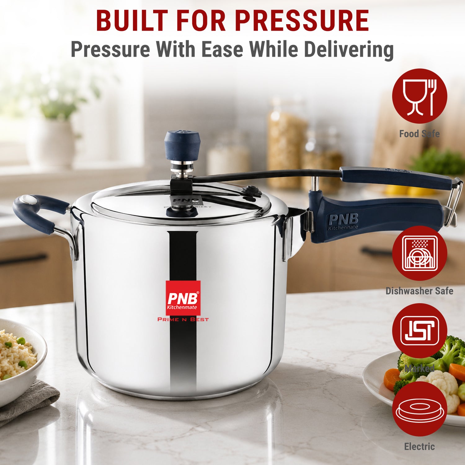 Stainless Steel 5 Liter Inner Lid Pressure Cooker with Induction