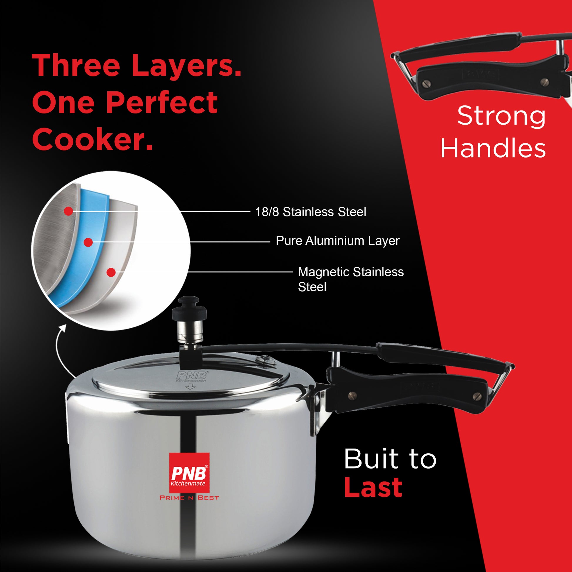 Triply Stainless Steel Pressure Cooker with Induction Base