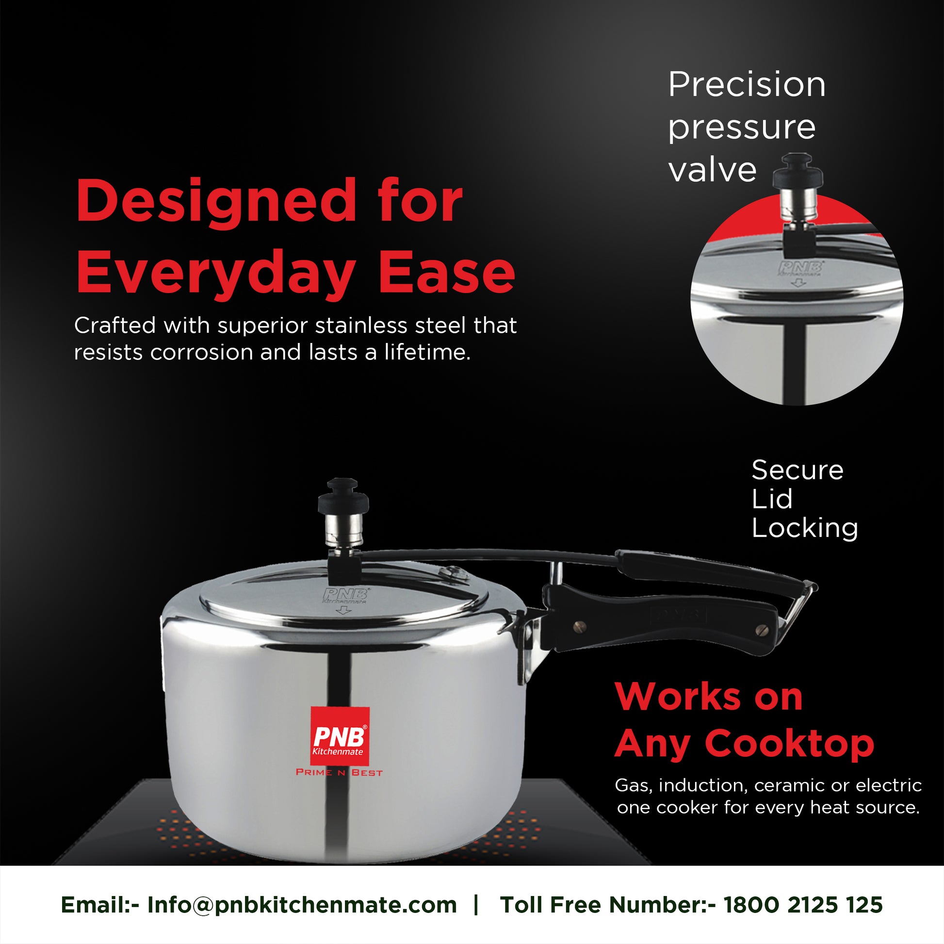 Triply Stainless Steel Pressure Cooker with Induction Base