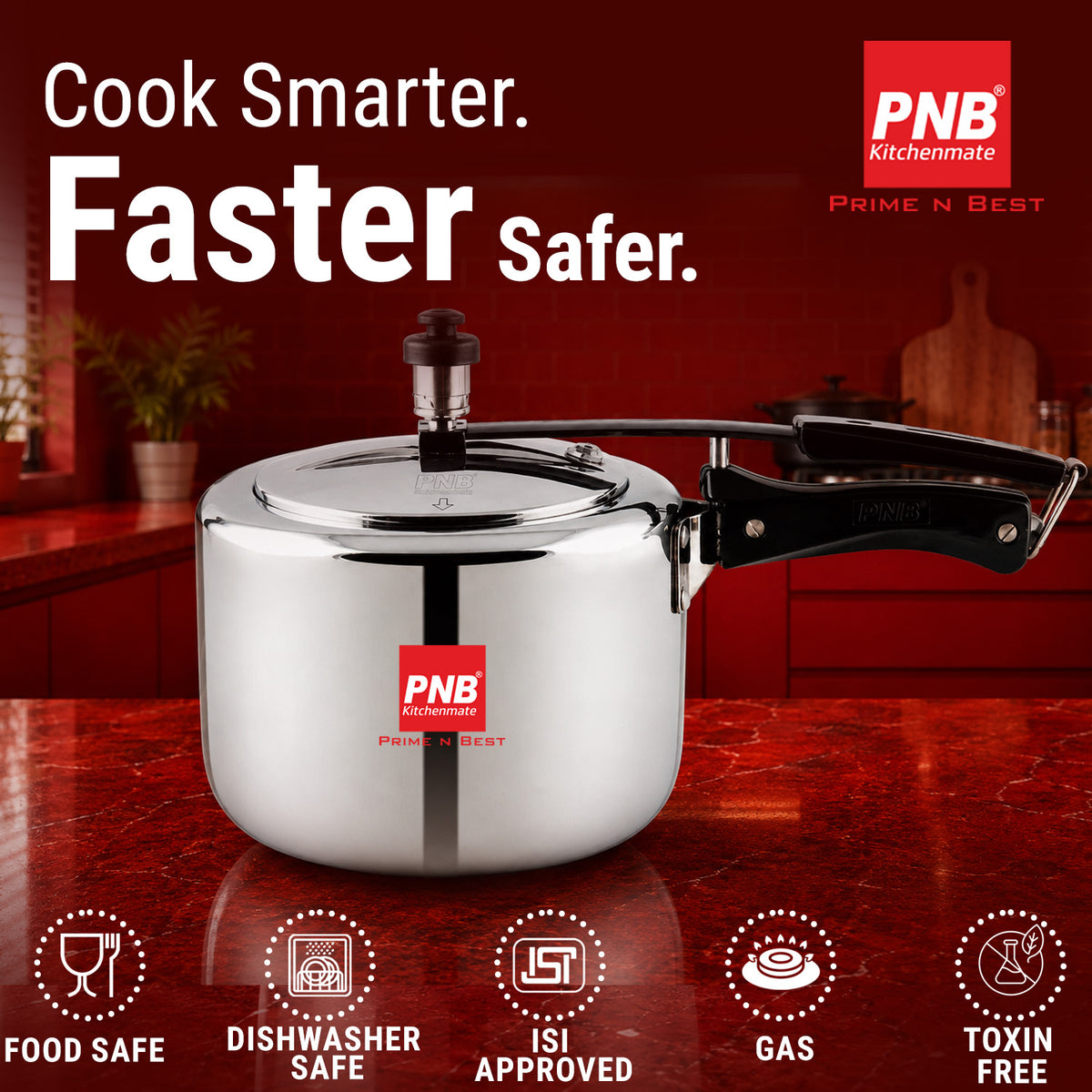 3L Triply Stainless Steel Pressure Cooker - Inner Lid | PNB Kitchenmate