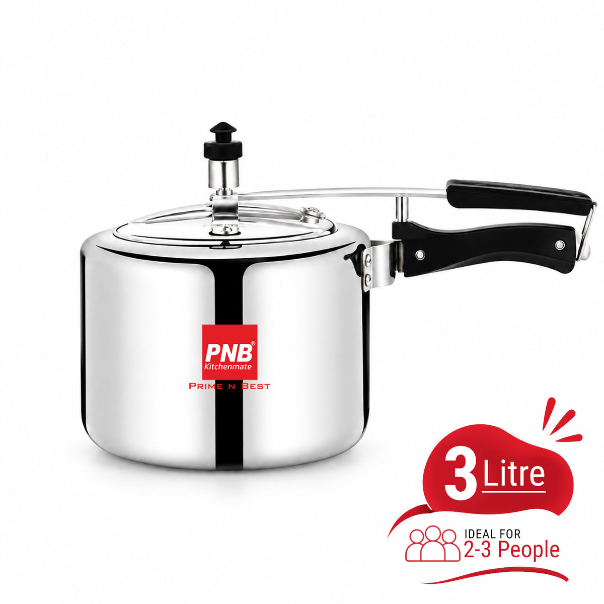 Pure Aluminium 3 & 5 Liter Inner Lid Pressure Cooker with Induction friendly base and Anti-Bulging Design