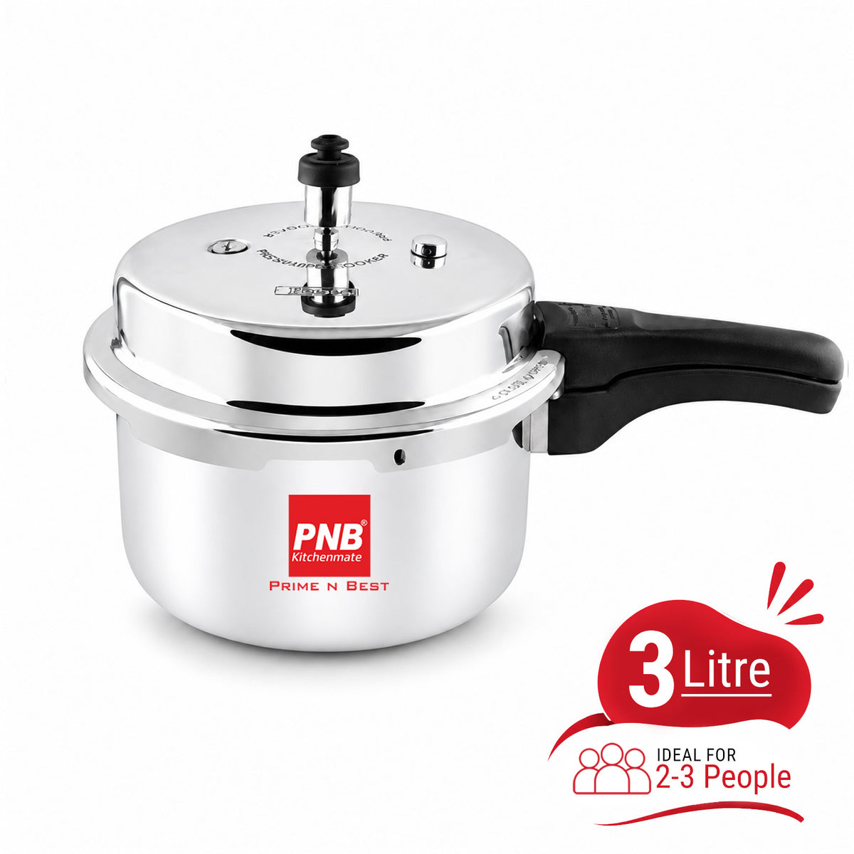 Pure Aluminium 3 & 5 Liter Outer Lid Pressure Cooker for Gas Stoves with Anti-Bulging Base and Classic Wide Mouth