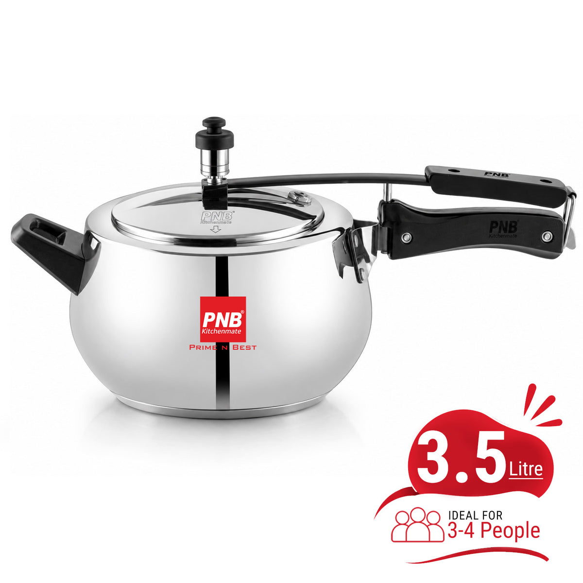 Food-Grade 304 Stainless Steel Lightweight Belly 3.5 & 5.5 Liter Inner Lid Pressure Cooker with Induction friendly base and Easy Handling Design