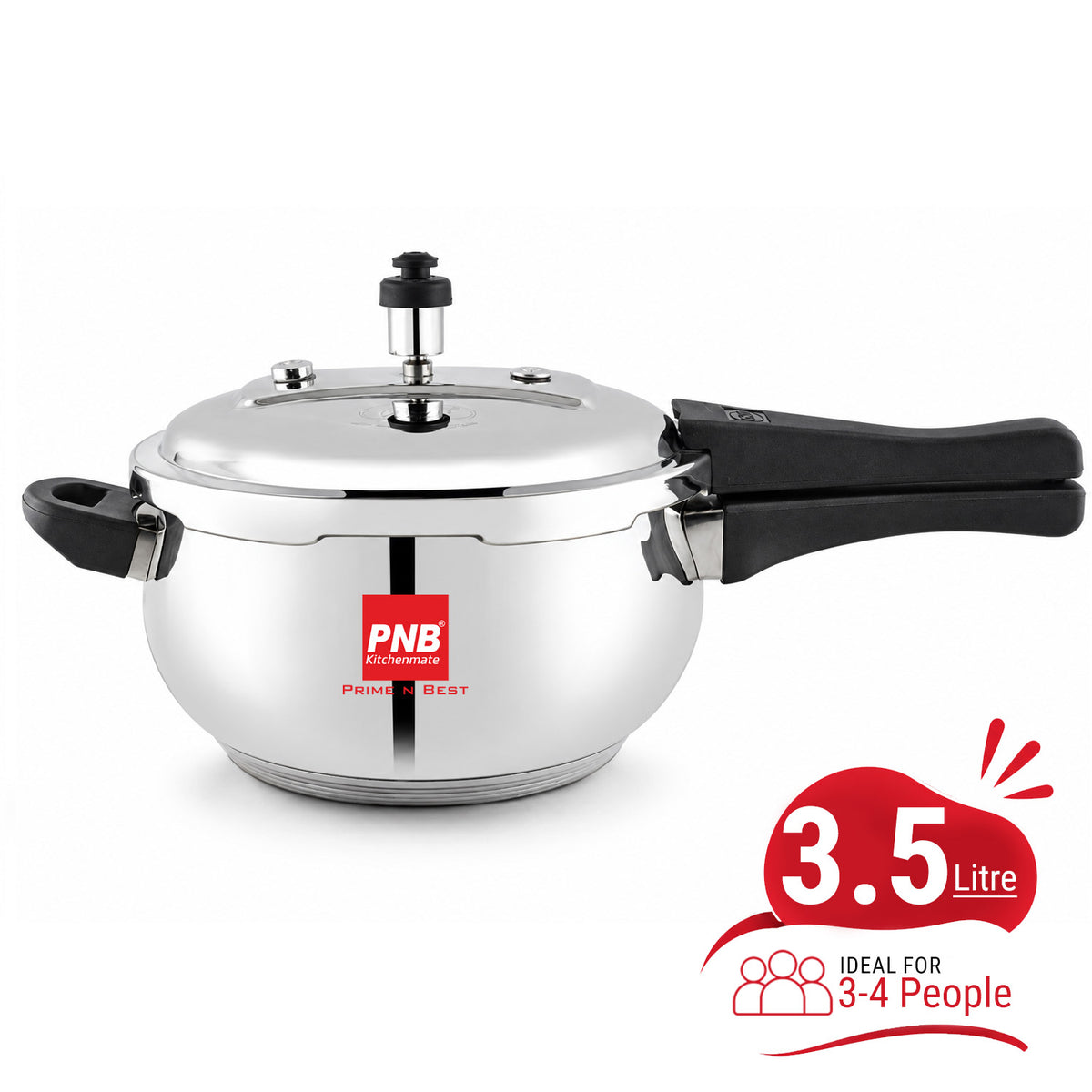 Food-Grade 304 Stainless Steel Belly 3.5 & 5.5 Liter Outer Lid Pressure Cooker with Induction friendly base and Classic Wide Mouth