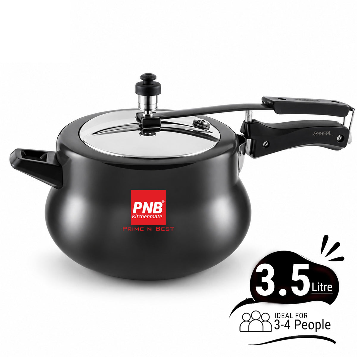 Hard Anodised Curved Body 3.5 & 5.5 Liter Inner Lid Pressure Cooker with Induction friendly base and Extra Thick 4mm Bottom
