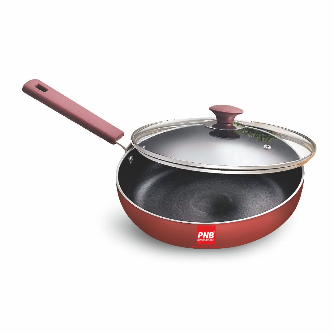 Deep Frypan with Glass Lid - No Oily Silico Non-Stick Cookware