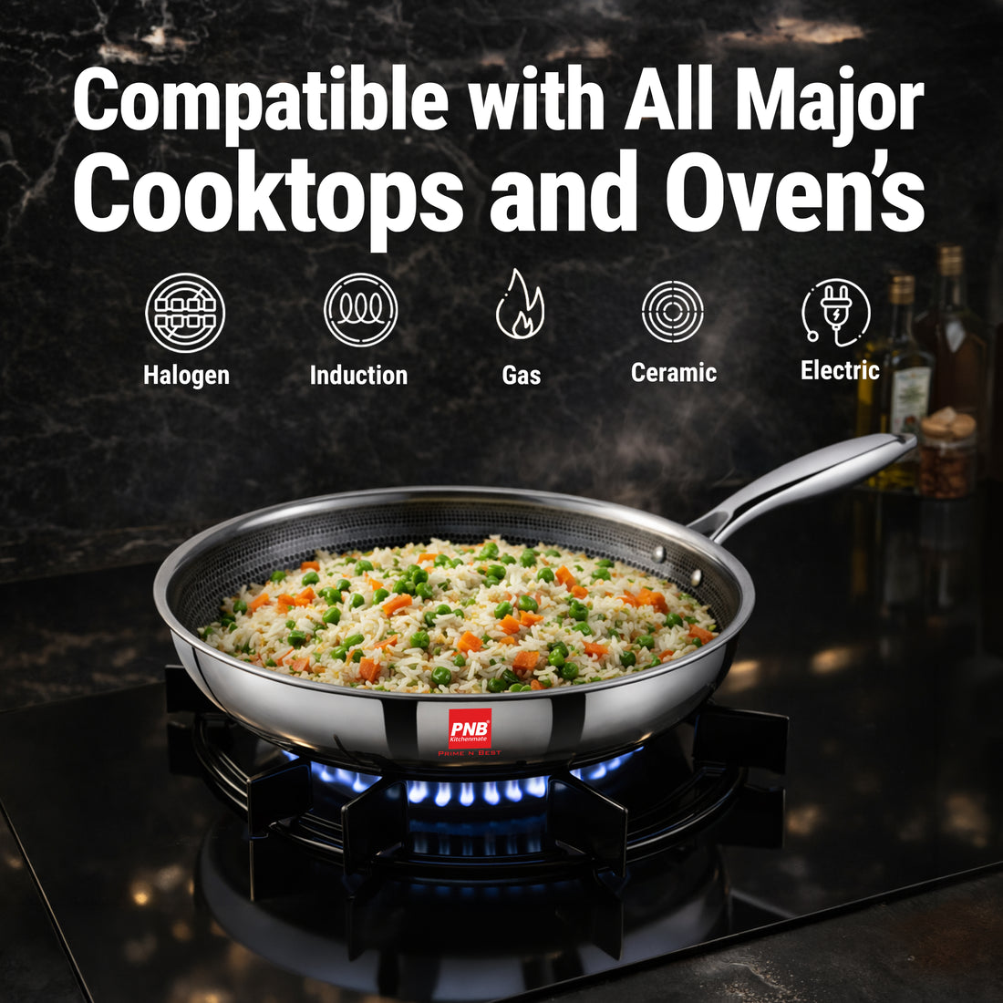 Triply Stainless Steel Frypan, Honeycomb Mesh Non-Stick Coating, PFOA Free, Consumes Less Oil, Healthy Cooking, Even Heat Distribution - Induction and Gas Stove Ready