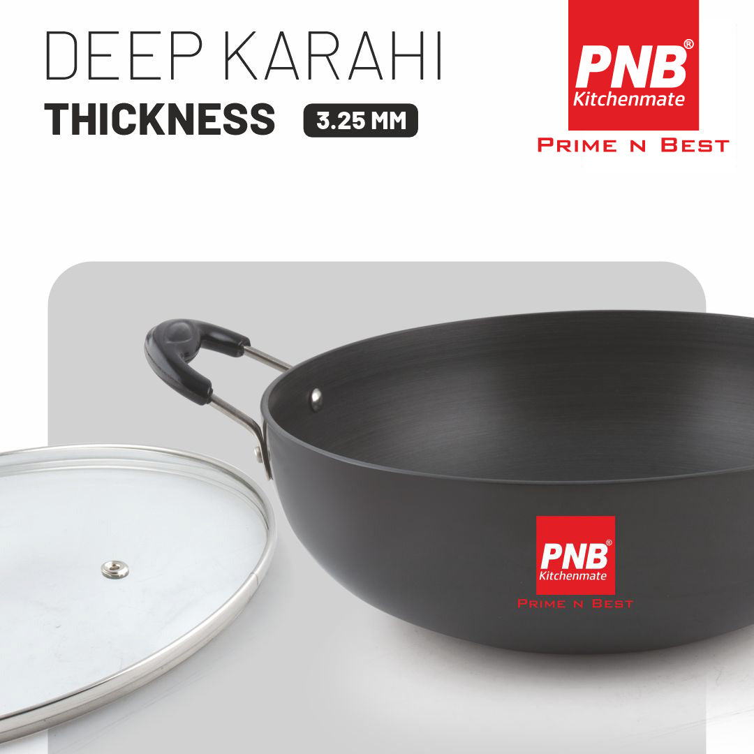 Deep Karahi - Solitaire Hard Anodised Cookware