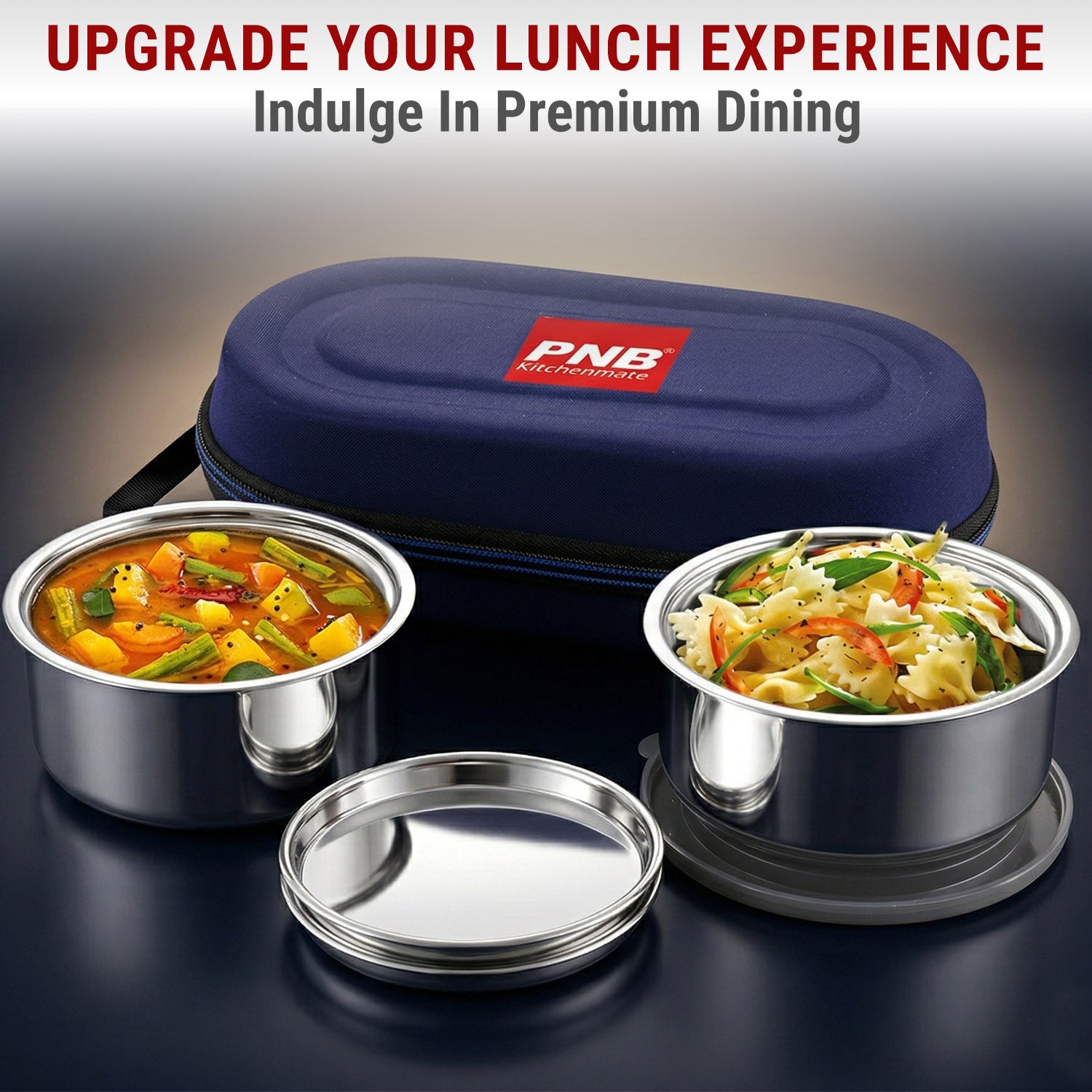 Stud Tiffin Set with 2 Steel containers and Insulated Bag