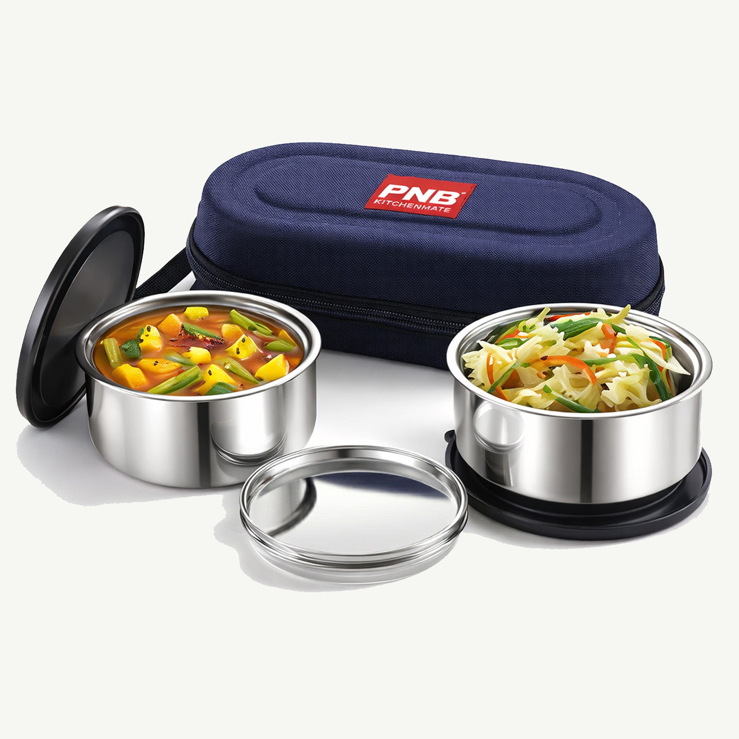 Stud Tiffin Set with 2 Steel containers and Insulated Bag