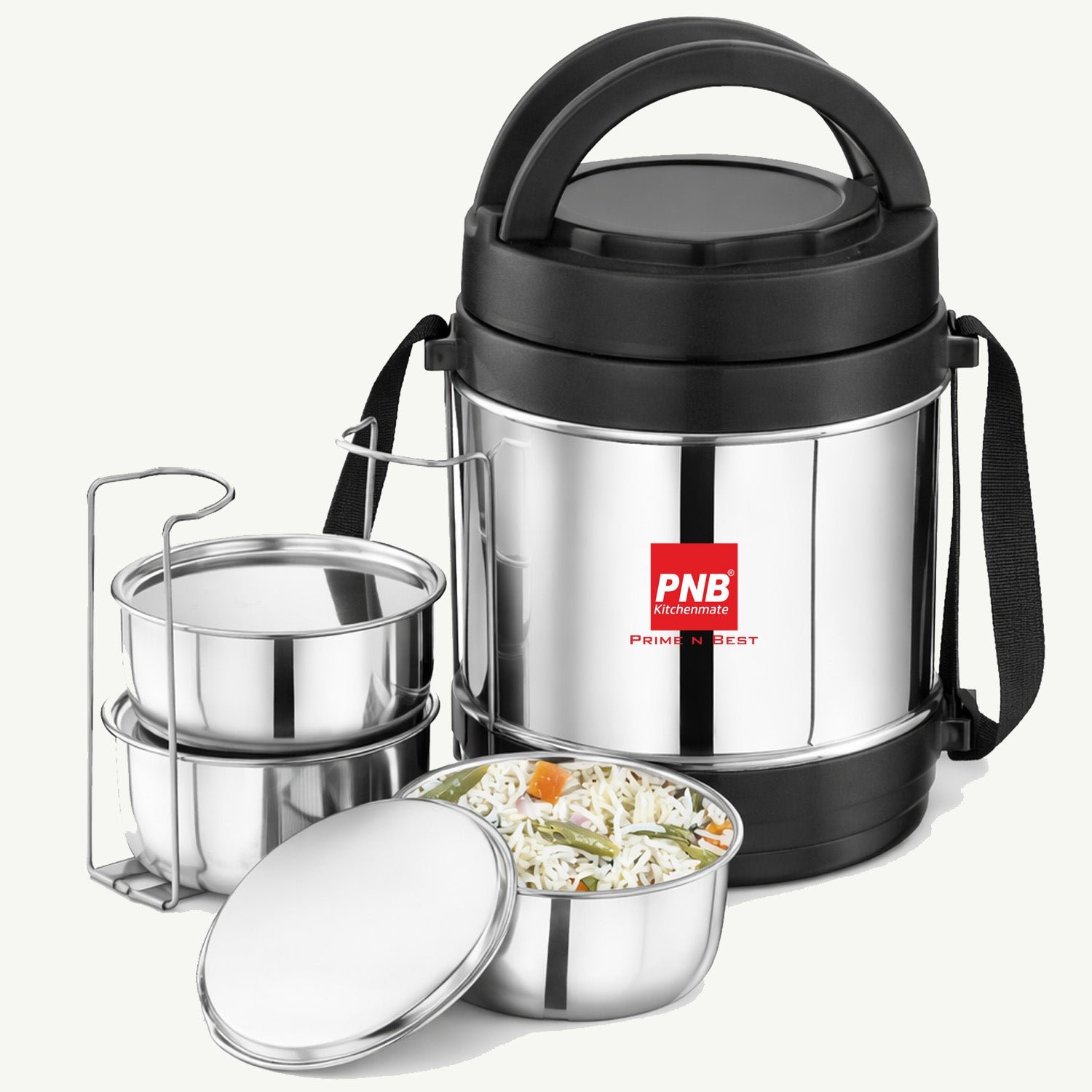 Turbo Insulated Lunch Box with 3 steel containers-3 piece Tiffin carrier