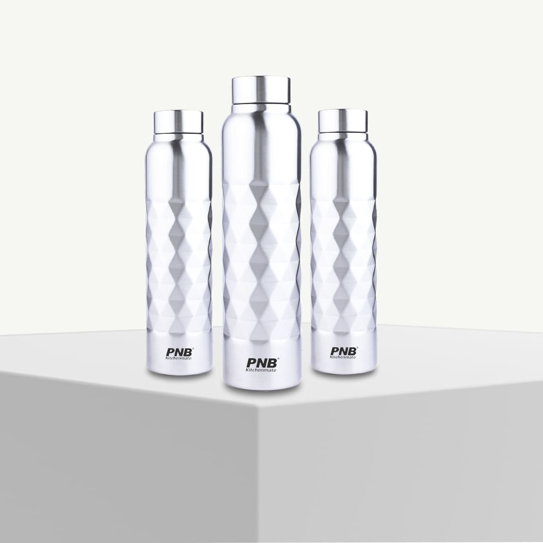 Premium stainless steel single wall leakproof non insulated bottle-1 Liter, Ideal for keeping in fridge