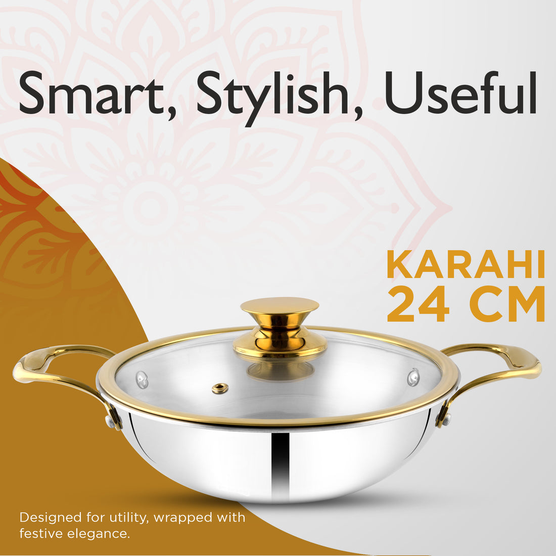 Platina 6-Piece Triply Cookware Set | Saucepan, Frypan & Kadhai with Lids