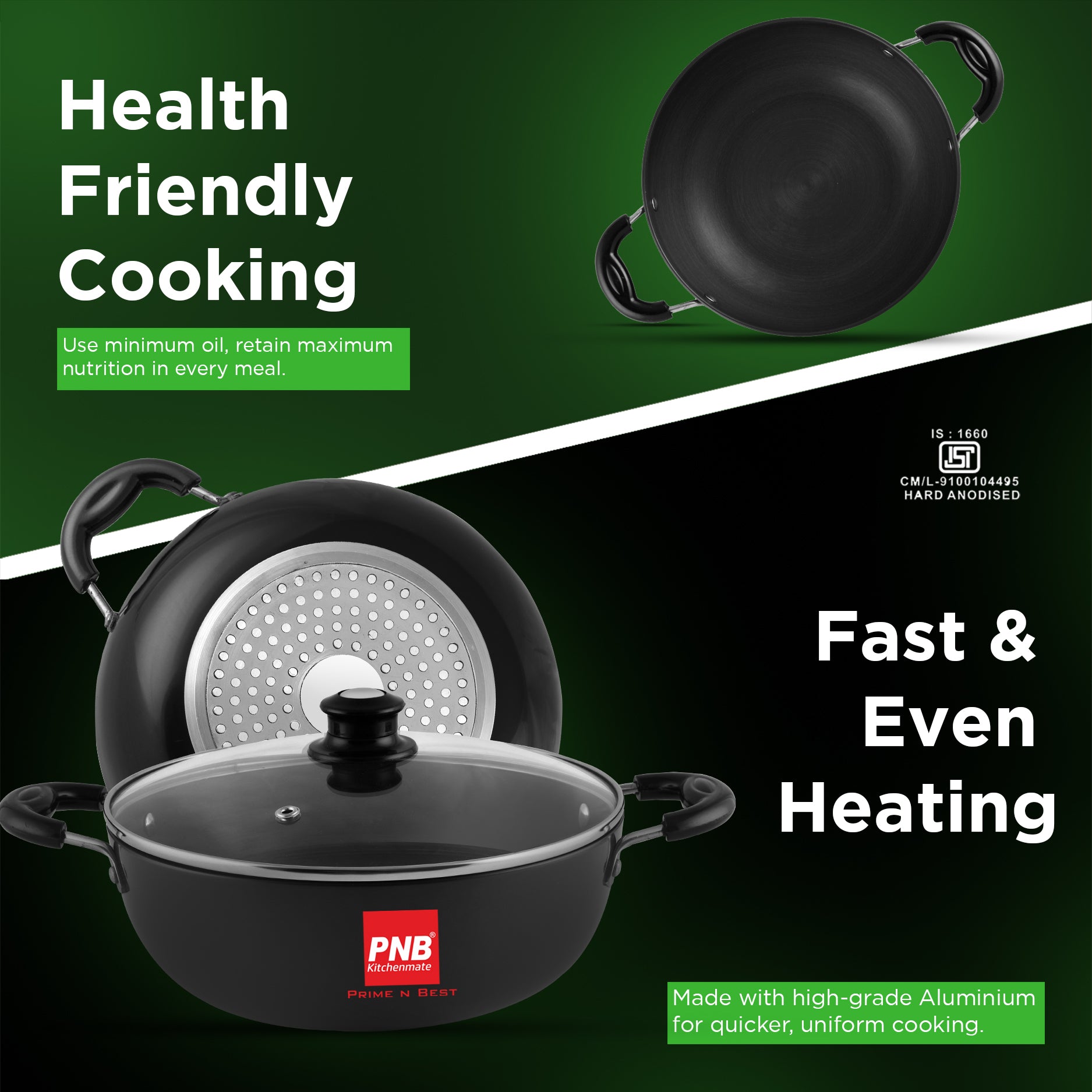 Deep Karahi Solitaire Hard Anodised Cookware - Main Image