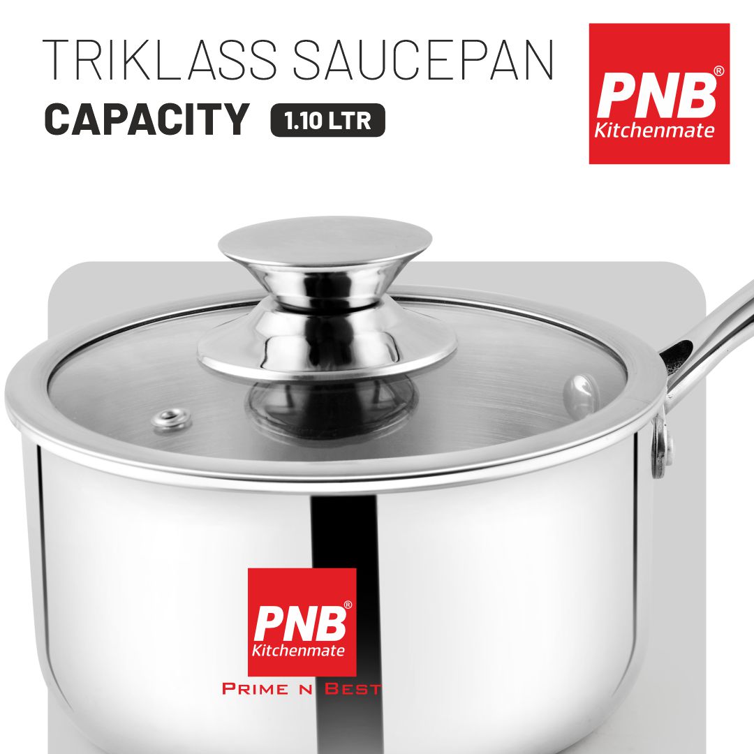 Triklass Saucepan - Triply Glass Lid Cookware