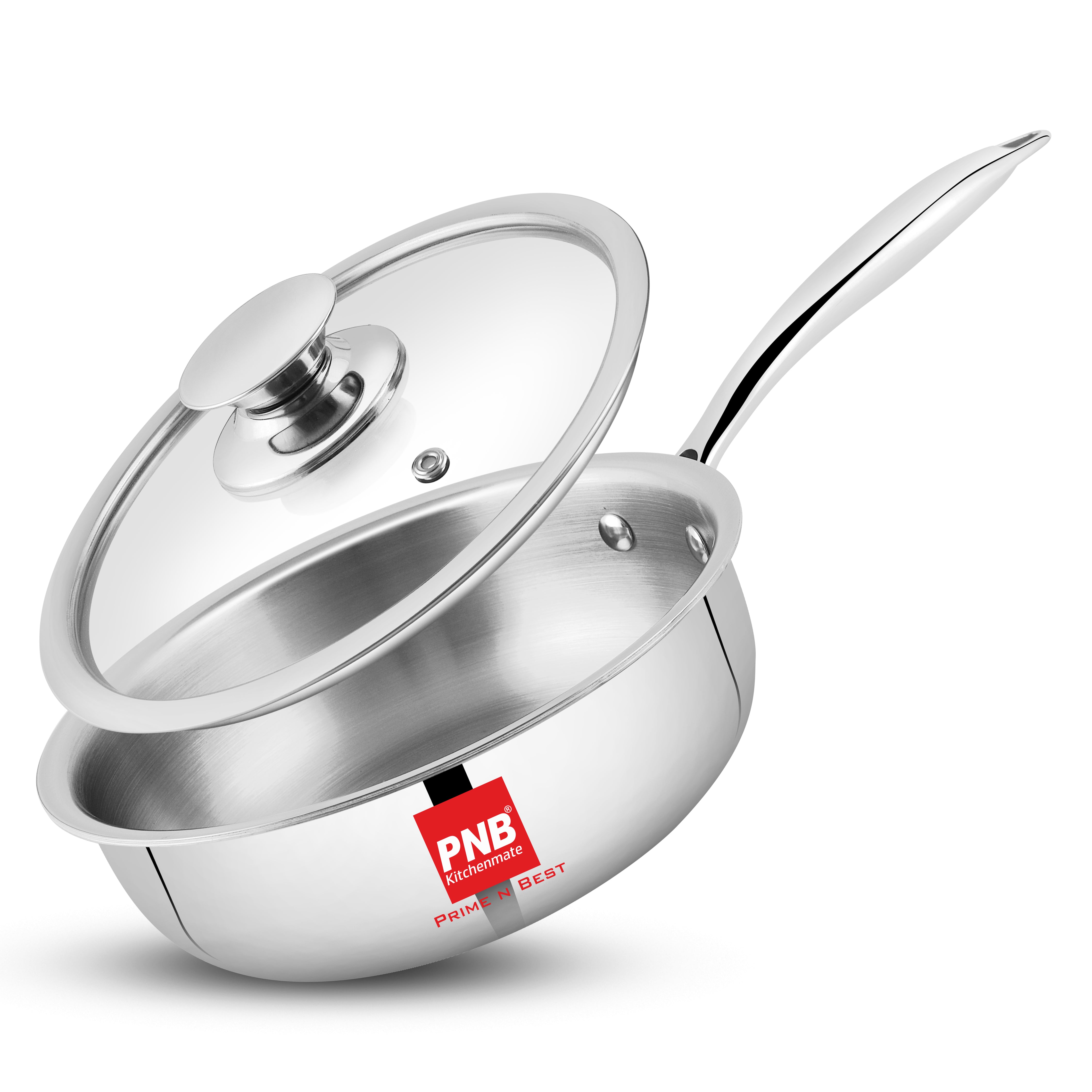 Triply Stainless Steel Frypan with Tempered Glass Lid | 3-Ply Induction Gas Compatible | PFOA Free | 5 Year Warranty | Ideal Frying Pan